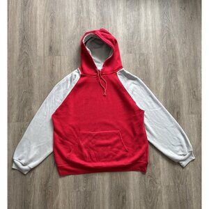 Rare Vintage 70s 80s Champions Choice Hoodie Two Tone Sweater XL Red Gray
